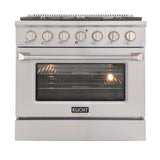 KUCHT Professional 36 in. 5.2 cu. ft. Propane Gas Range with Sealed Burners and Convection Oven in Stainless Steel