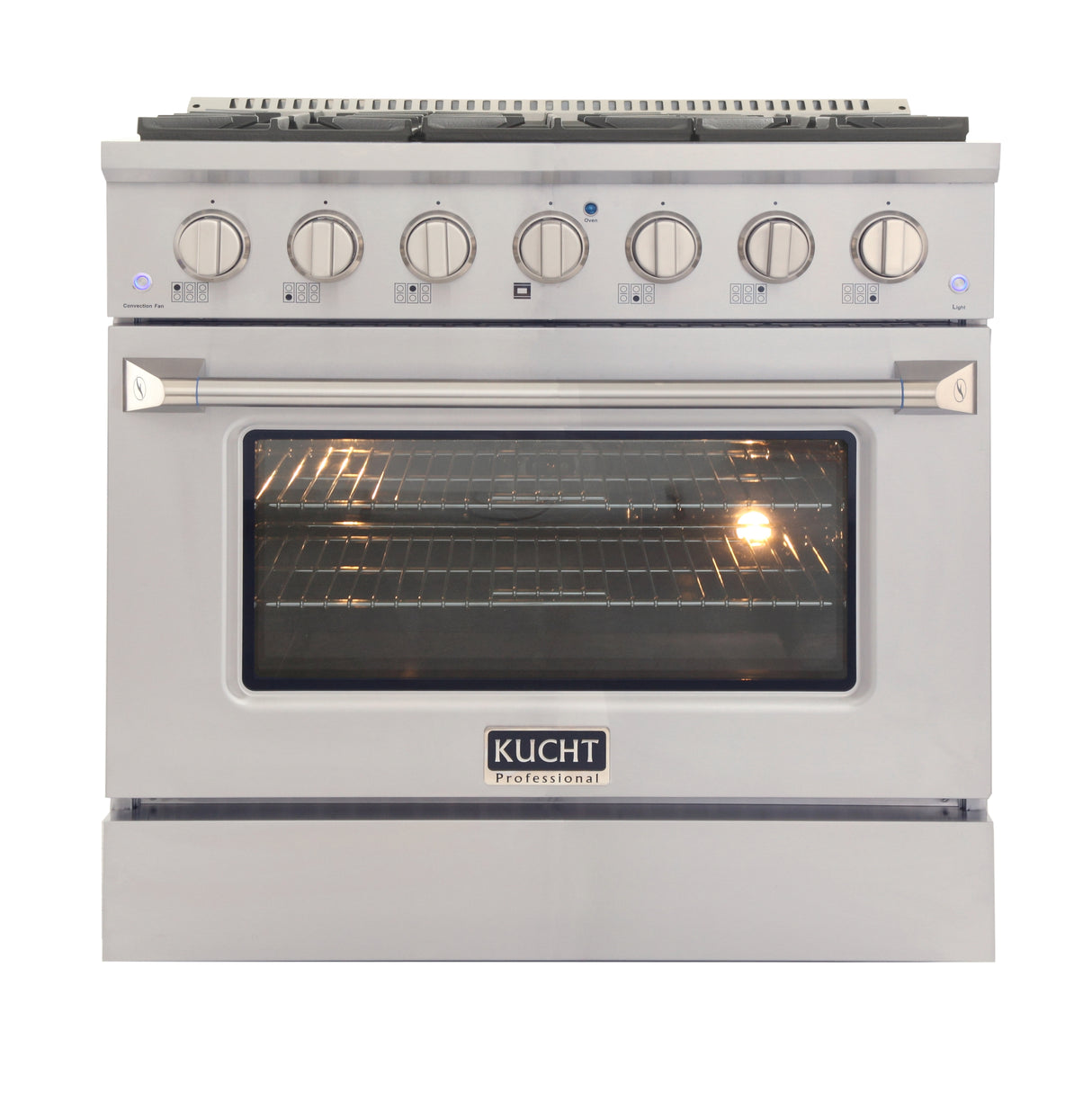 KUCHT Professional 36 in. 5.2 cu. ft. Dual Fuel Range for Natural Gas with Sealed Burners and Convection Oven in Stainless Steel