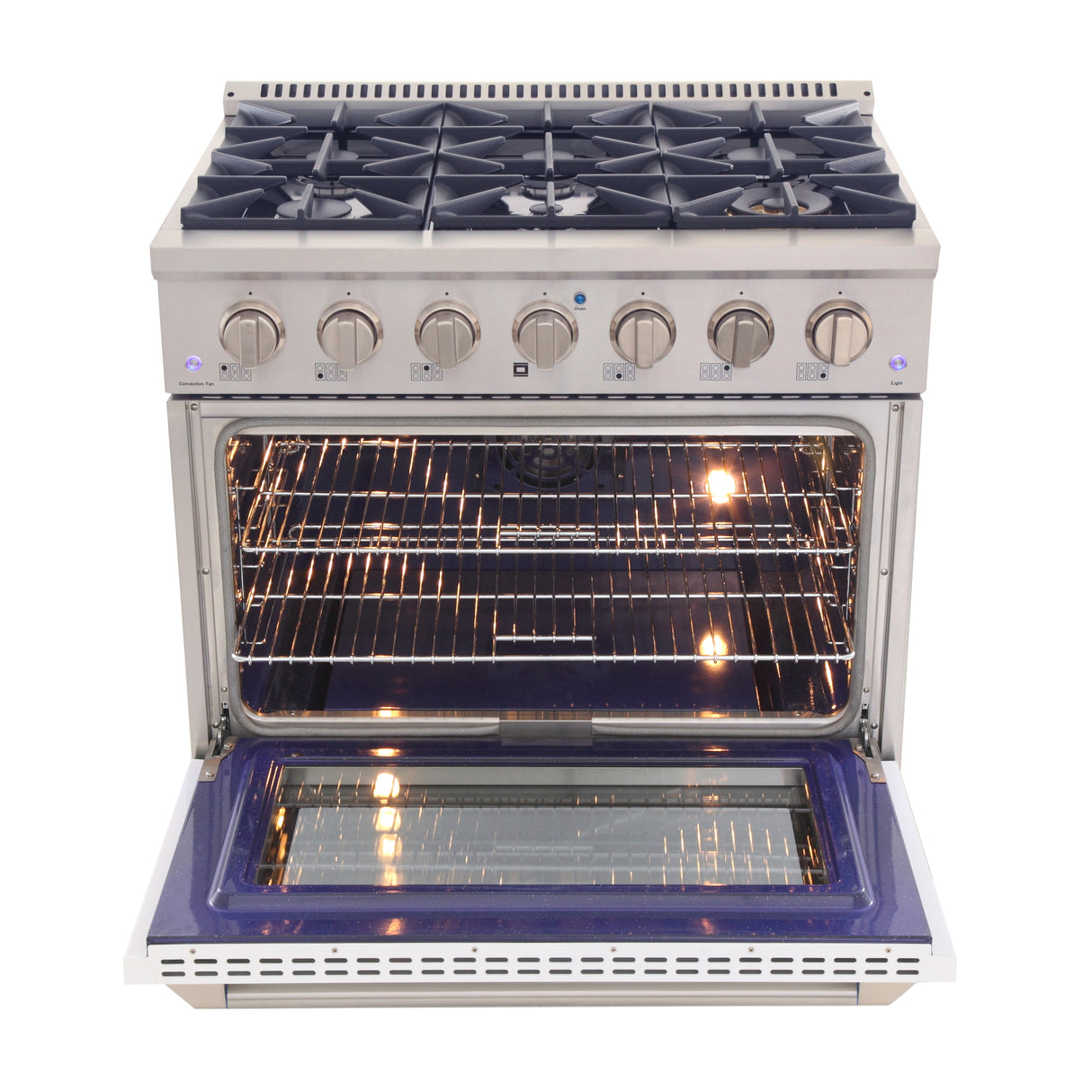KUCHT Professional 36 in. 5.2 cu. ft. Propane Gas Range with Sealed Burners and Convection Oven in Stainless Steel