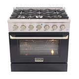 KUCHT Professional 36 in. 5.2 cu. ft. Natural Gas Range with Sealed Burners and Convection Oven in Stainless Steel