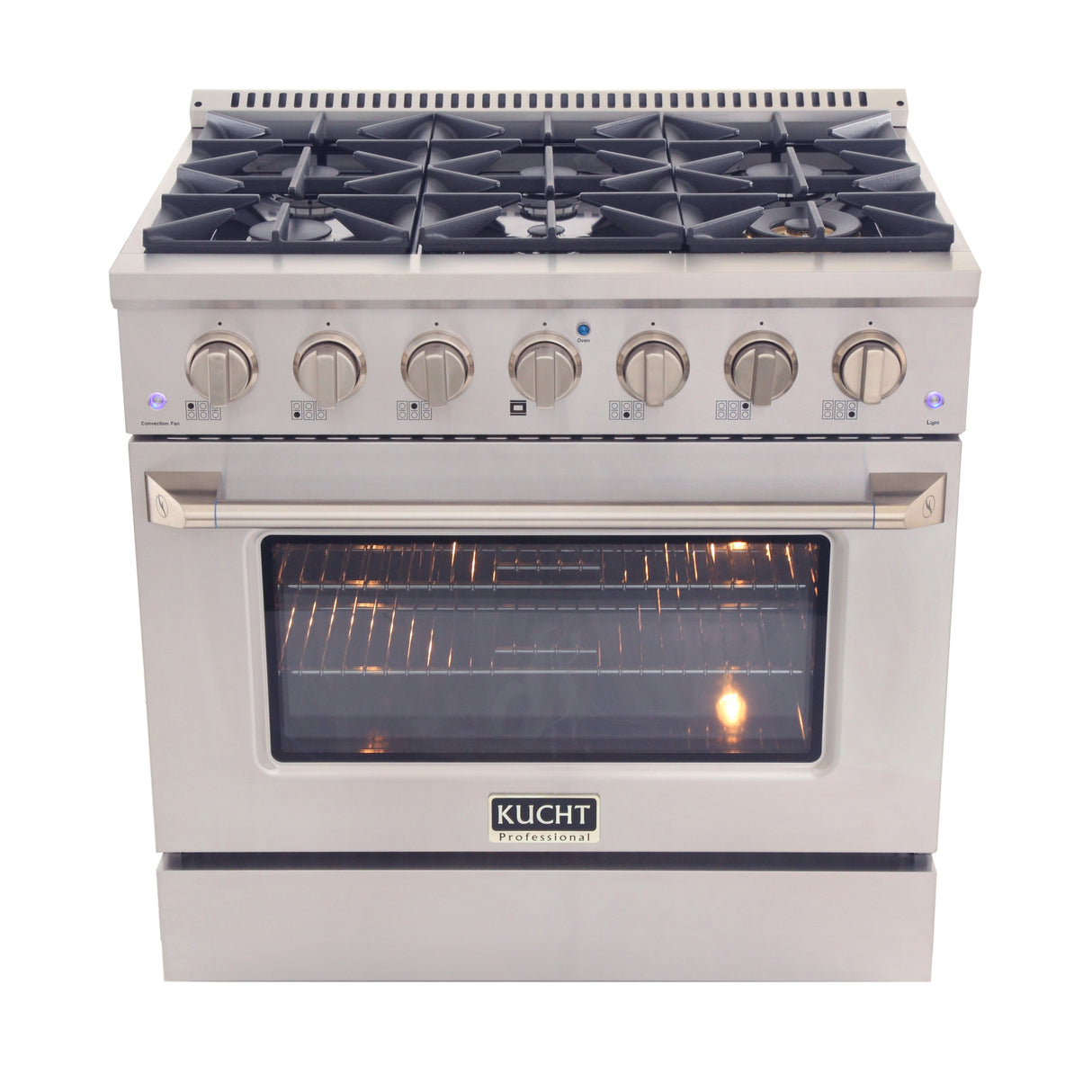 KUCHT Professional 36 in. 5.2 cu. ft. Propane Gas Range with Sealed Burners and Convection Oven in Stainless Steel