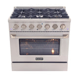 KUCHT Professional 36 in. 5.2 cu. ft. Propane Gas Range with Sealed Burners and Convection Oven in Stainless Steel