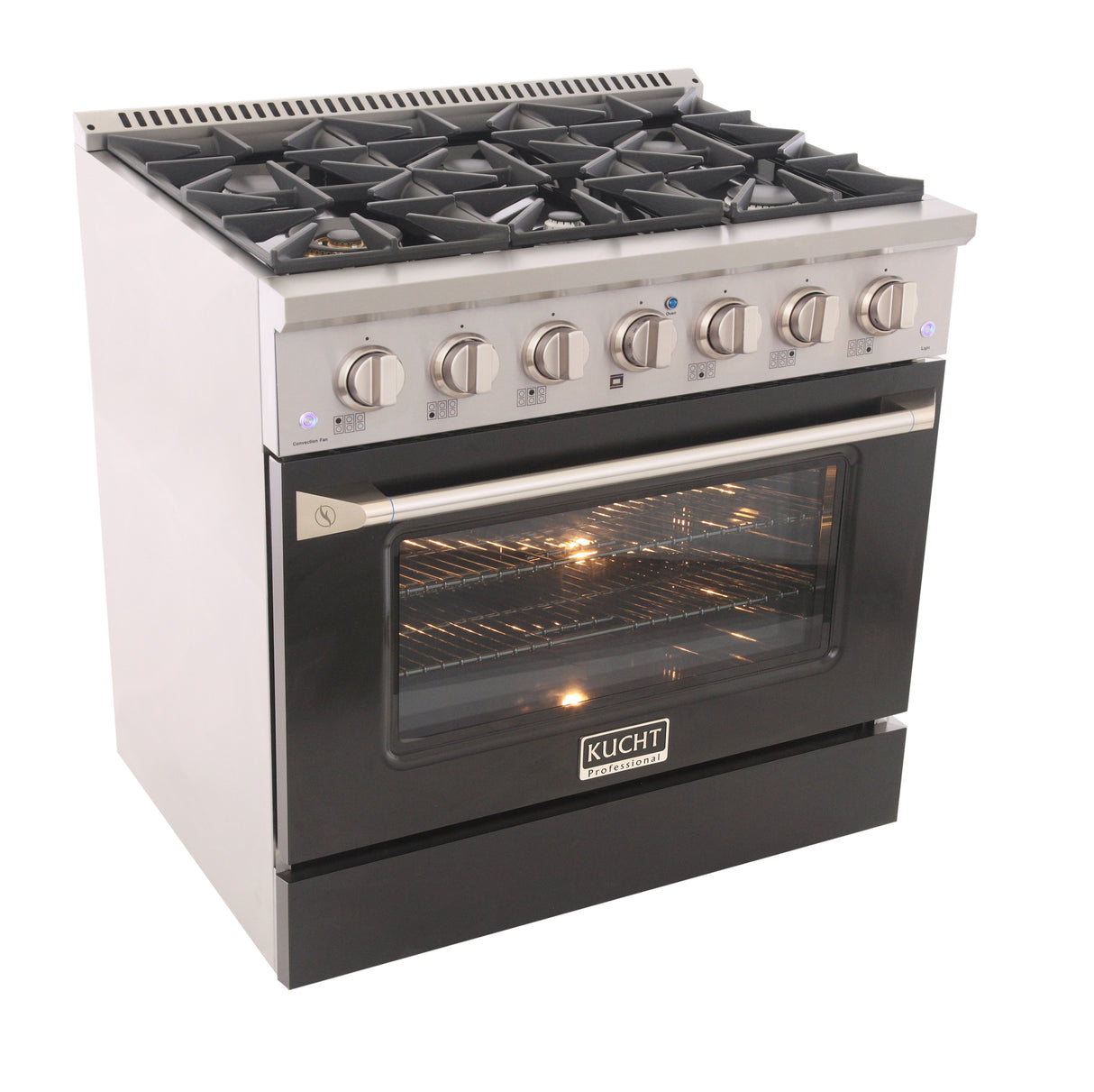 KUCHT Professional 36 in. 5.2 cu. ft. Propane Gas Range with Sealed Burners and Convection Oven in Stainless Steel