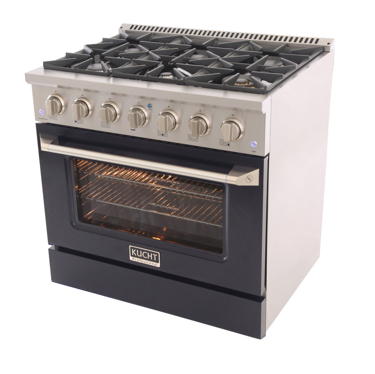 KUCHT Professional 36 in. 5.2 cu. ft. Propane Gas Range with Sealed Burners and Convection Oven in Stainless Steel