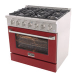 KUCHT Professional 36 in. 5.2 cu. ft. Propane Gas Range with Sealed Burners and Convection Oven in Stainless Steel
