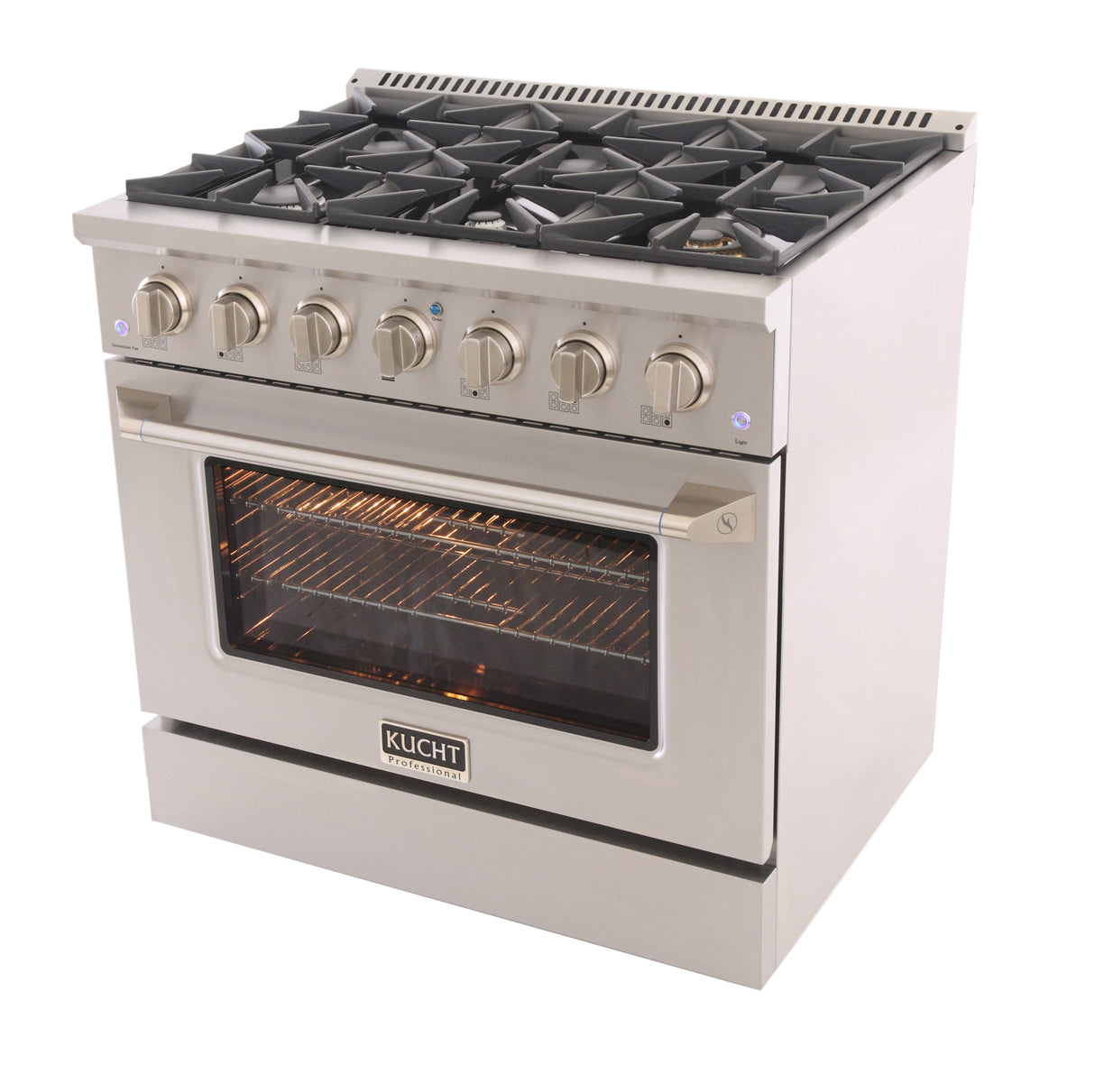 KUCHT Professional 36 in. 5.2 cu. ft. Dual Fuel Range for Propane Gas with Sealed Burners and Convection Oven in Stainless Steel