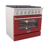KUCHT Professional 36 in. 5.2 cu. ft. Propane Gas Range with Sealed Burners and Convection Oven in Stainless Steel