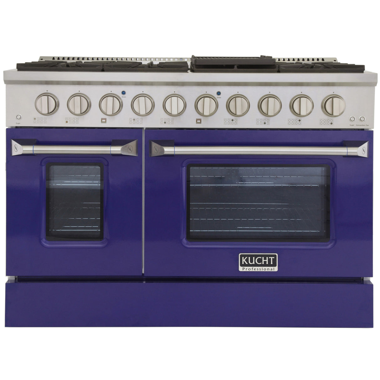 KUCHT Professional 48 in. 6.7 cu. ft. Propane Gas Range with Sealed Burners, Griddle/Grill and Two Ovens - One Convection - in Stainless Steel