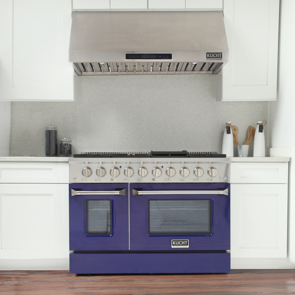 KUCHT Professional 48 in. 6.7 cu. ft. Propane Gas Range with Sealed Burners, Griddle/Grill and Two Ovens - One Convection - in Stainless Steel