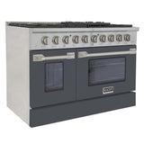KUCHT Professional 48 in. 6.7 cu. ft. Propane Gas Range with Sealed Burners, Griddle/Grill and Two Ovens - One Convection - in Stainless Steel
