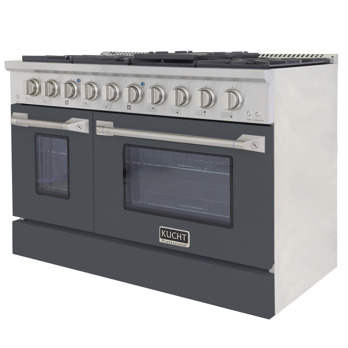 KUCHT Professional 48 in. 6.7 cu. ft. Propane Gas Range with Sealed Burners, Griddle/Grill and Two Ovens - One Convection - in Stainless Steel