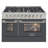 KUCHT Professional 48 in. 6.7 cu. ft. Natural Gas Range with Sealed Burners, Griddle/Grill and Two Ovens - One Convection - in Stainless Steel