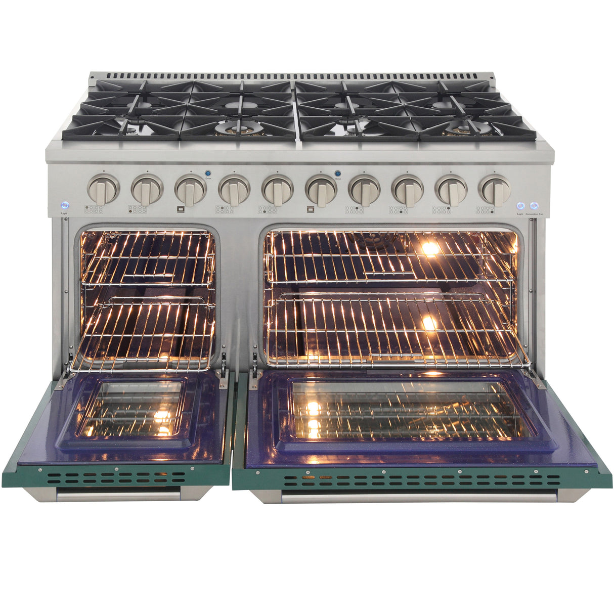 KUCHT Professional 48 in. 6.7 cu. ft. Dual Fuel Range for Natural Gas with Sealed Burners Griddle Grill and Two Ovens One Convection in Stainless Steel