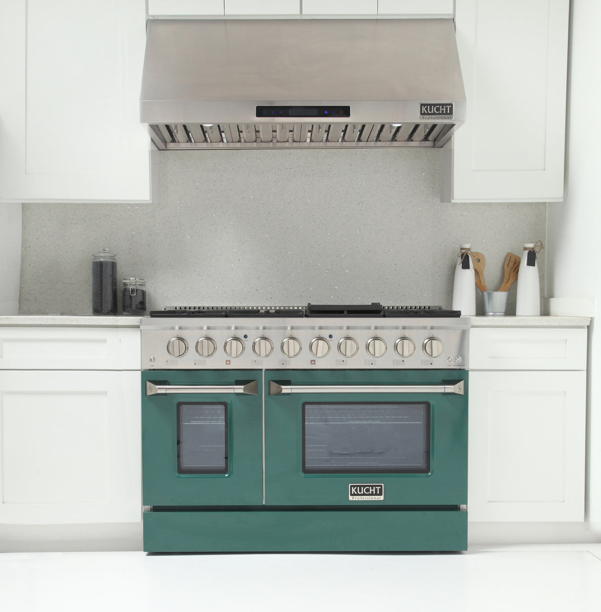 KUCHT Professional 48 in. 6.7 cu. ft. Dual Fuel Range for Natural Gas with Sealed Burners Griddle Grill and Two Ovens One Convection in Stainless Steel