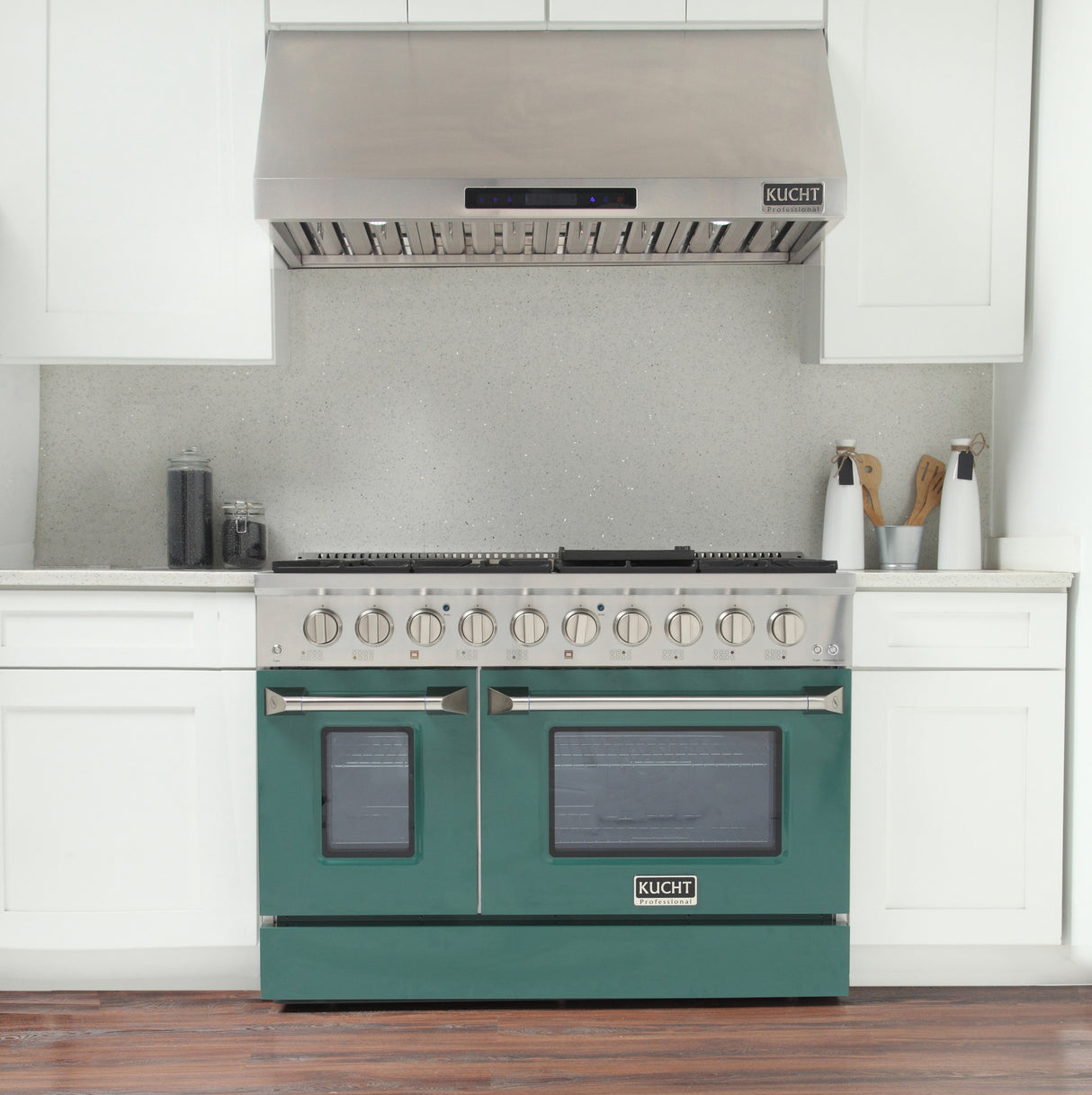 KUCHT Professional 48 in. 6.7 cu. ft. Dual Fuel Range for Natural Gas with Sealed Burners Griddle Grill and Two Ovens One Convection in Stainless Steel