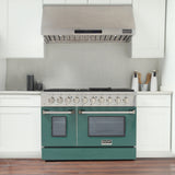 KUCHT Professional 48 in. 6.7 cu. ft. Dual Fuel Range for Propane Gas with Sealed Burners Griddle Grill and Two Ovens One Convection in Stainless Steel