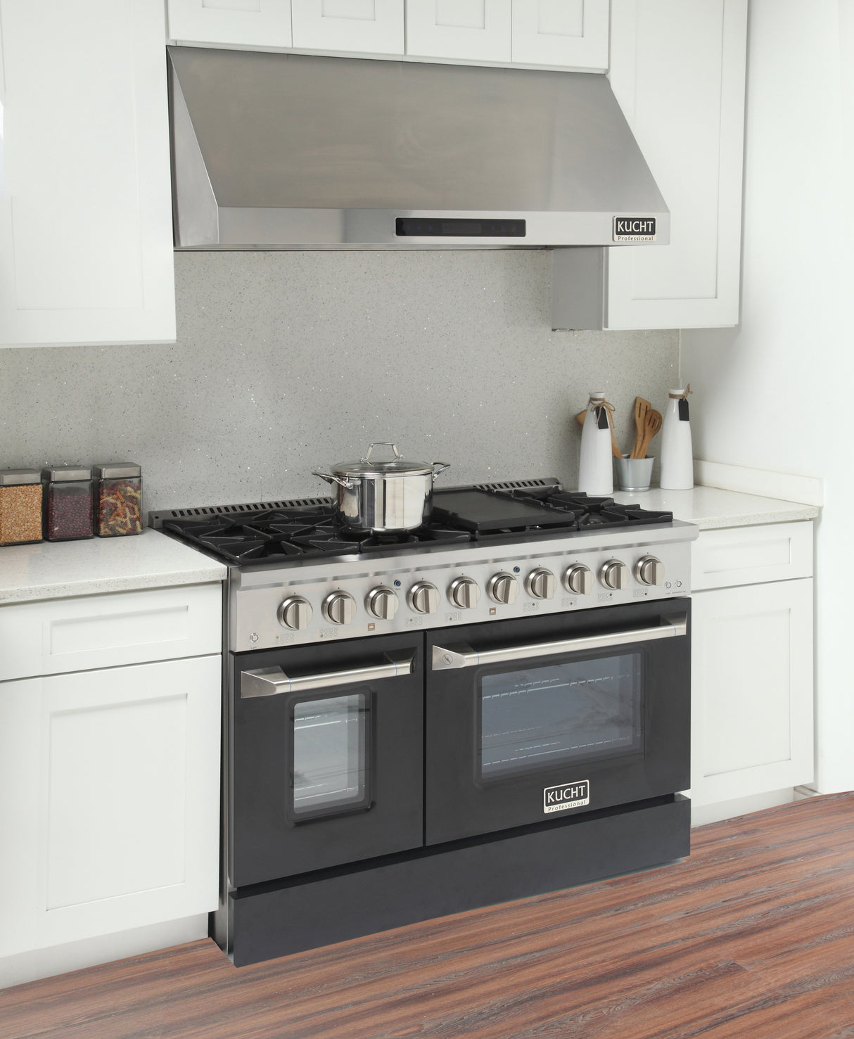 KUCHT Professional 48 in. 6.7 cu. ft. Natural Gas Range with Sealed Burners, Griddle/Grill and Two Ovens - One Convection - in Stainless Steel