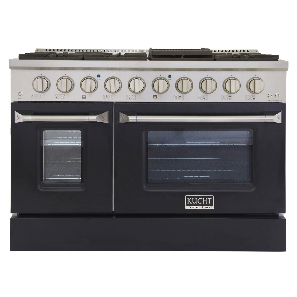 KUCHT Professional 48 in. 6.7 cu. ft. Propane Gas Range with Sealed Burners, Griddle/Grill and Two Ovens - One Convection - in Stainless Steel