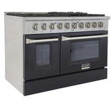 KUCHT Professional 48 in. 6.7 cu. ft. Dual Fuel Range for Natural Gas with Sealed Burners Griddle Grill and Two Ovens One Convection in Stainless Steel