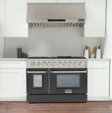 KUCHT Professional 48 in. 6.7 cu. ft. Natural Gas Range with Sealed Burners, Griddle/Grill and Two Ovens - One Convection - in Stainless Steel