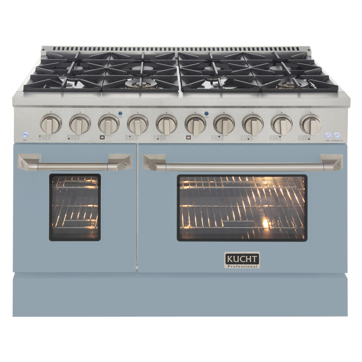 KUCHT Professional 48 in. 6.7 cu. ft. Propane Gas Range with Sealed Burners, Griddle/Grill and Two Ovens - One Convection - in Stainless Steel