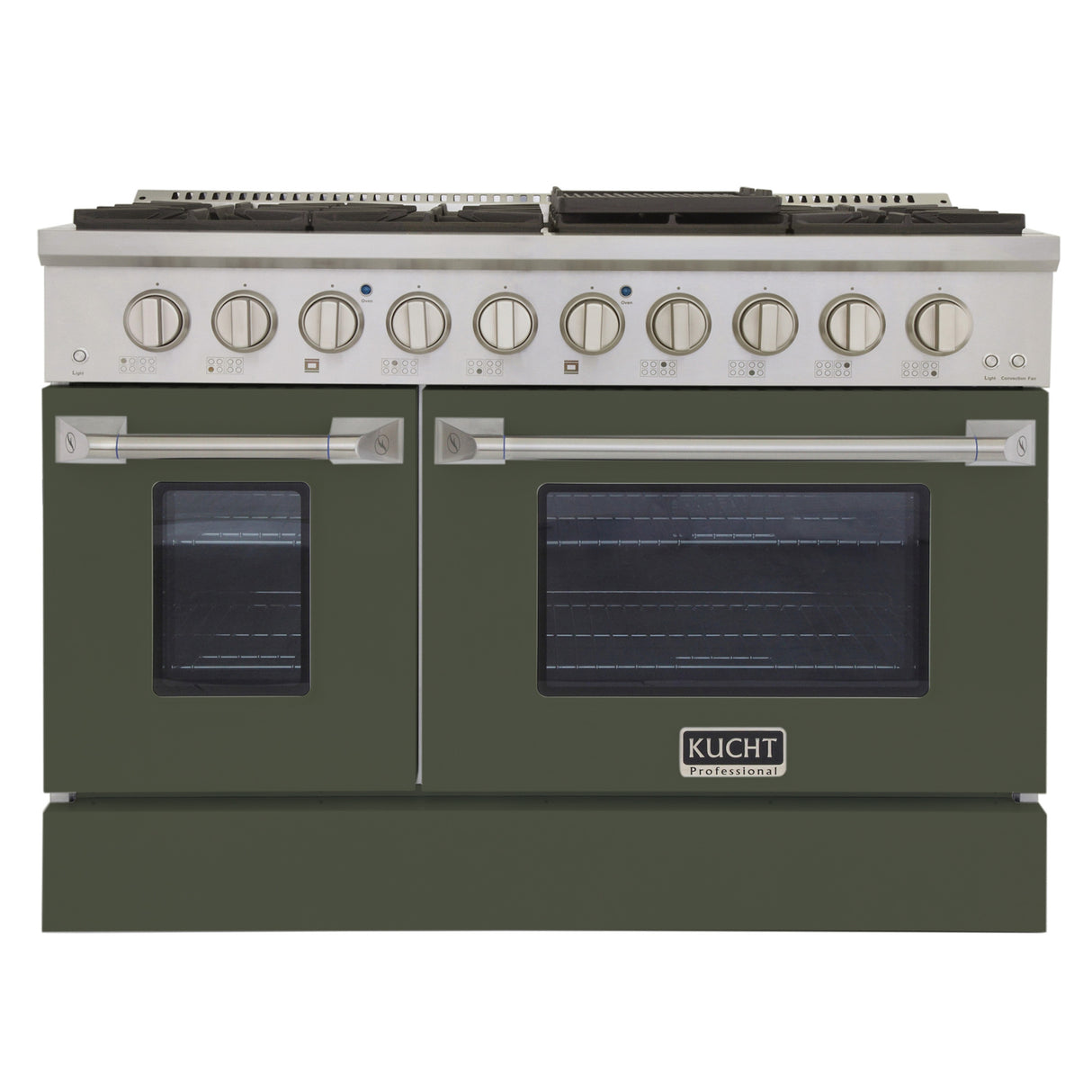 KUCHT Professional 48 in. 6.7 cu. ft. Propane Gas Range with Sealed Burners, Griddle/Grill and Two Ovens - One Convection - in Stainless Steel