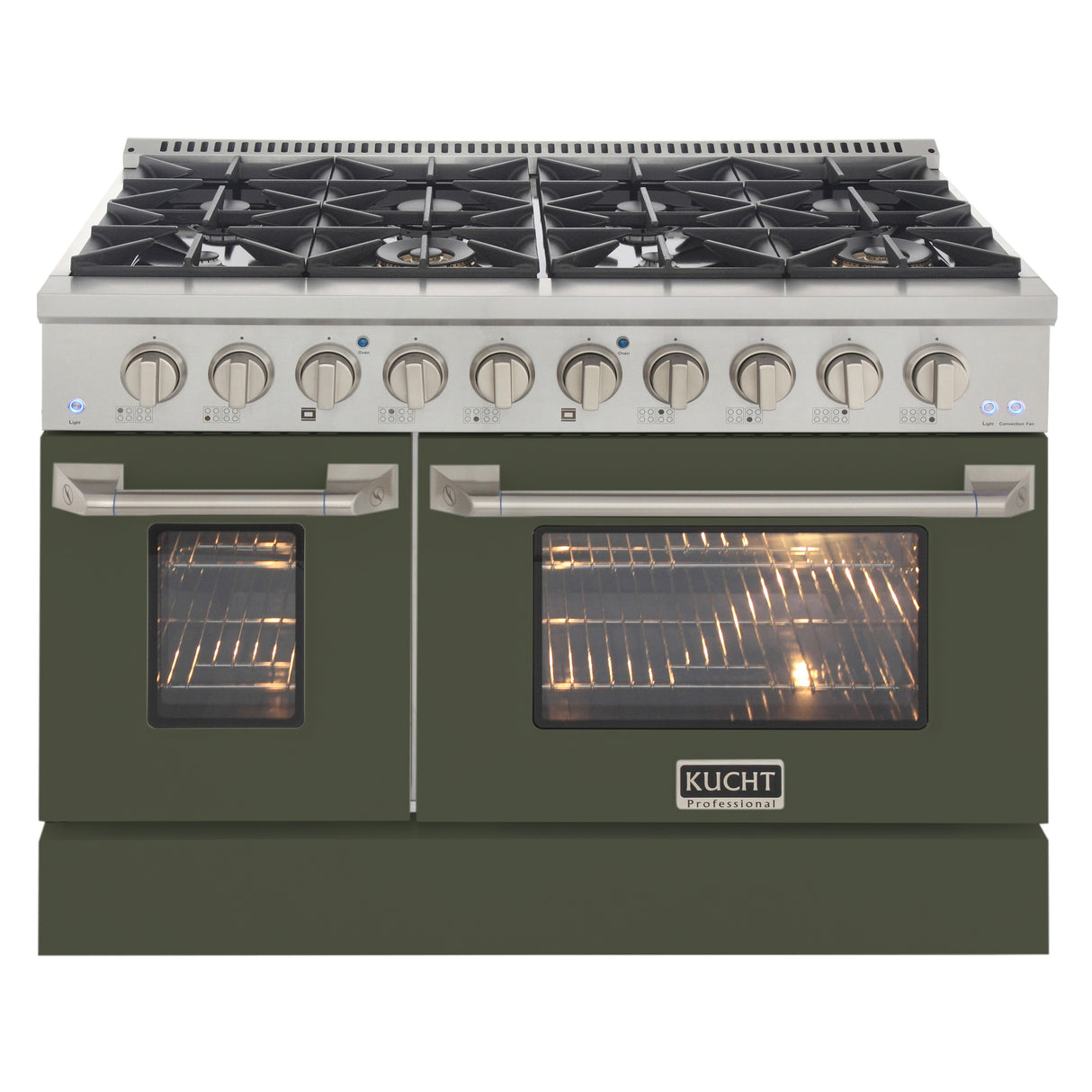 KUCHT Professional 48 in. 6.7 cu. ft. Propane Gas Range with Sealed Burners, Griddle/Grill and Two Ovens - One Convection - in Stainless Steel