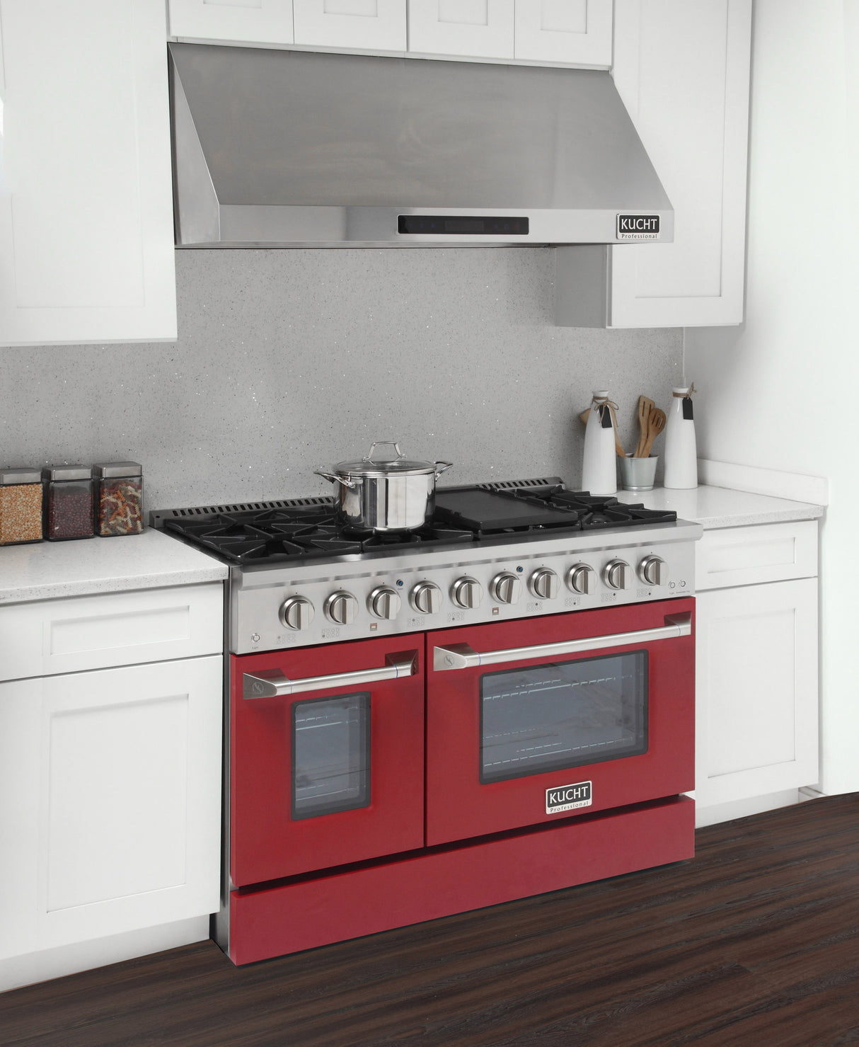 KUCHT Professional 48 in. 6.7 cu. ft. Propane Gas Range with Sealed Burners, Griddle/Grill and Two Ovens - One Convection - in Stainless Steel