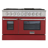KUCHT Professional 48 in. 6.7 cu. ft. Dual Fuel Range for Natural Gas with Sealed Burners Griddle Grill and Two Ovens One Convection in Stainless Steel