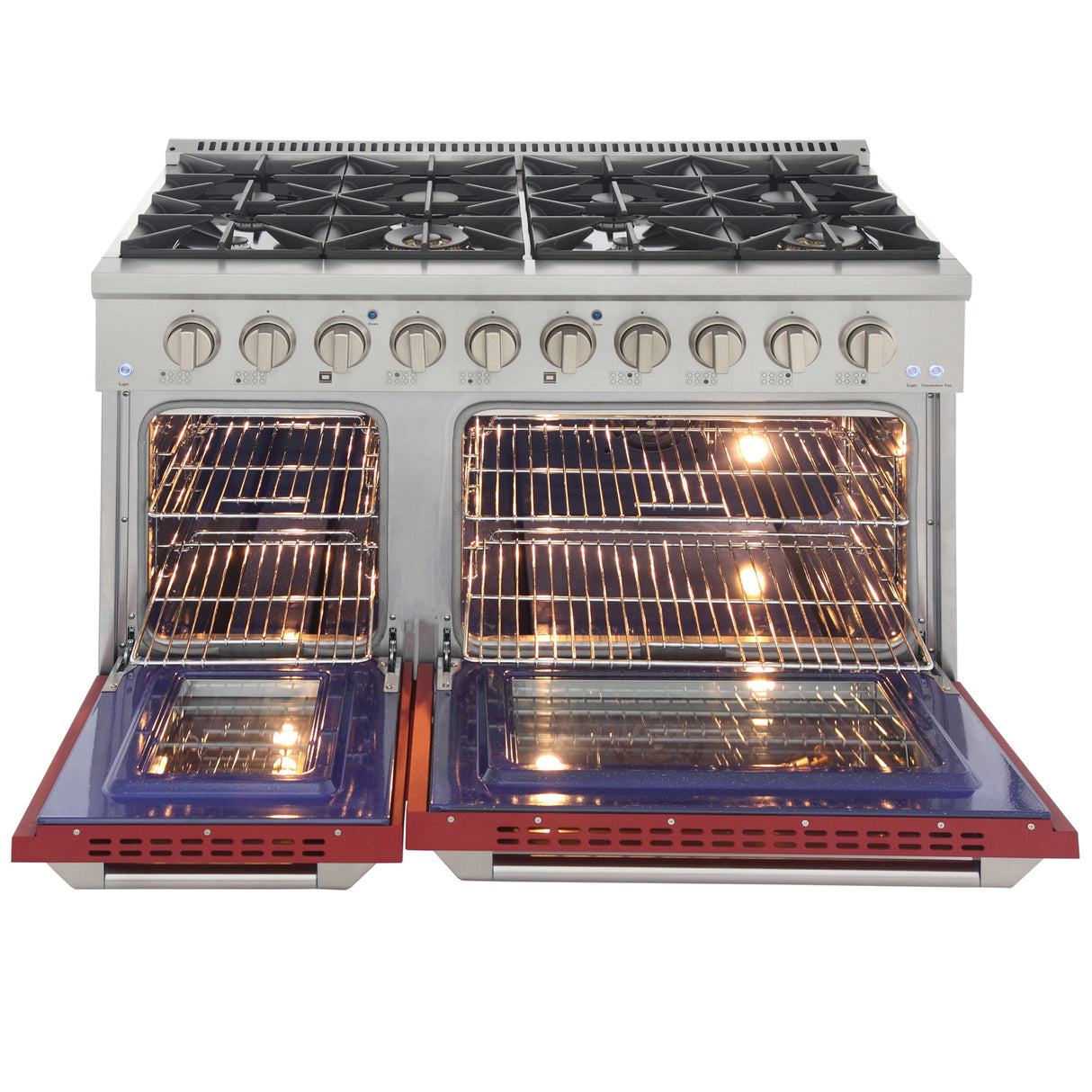 KUCHT Professional 48 in. 6.7 cu. ft. Propane Gas Range with Sealed Burners, Griddle/Grill and Two Ovens - One Convection - in Stainless Steel