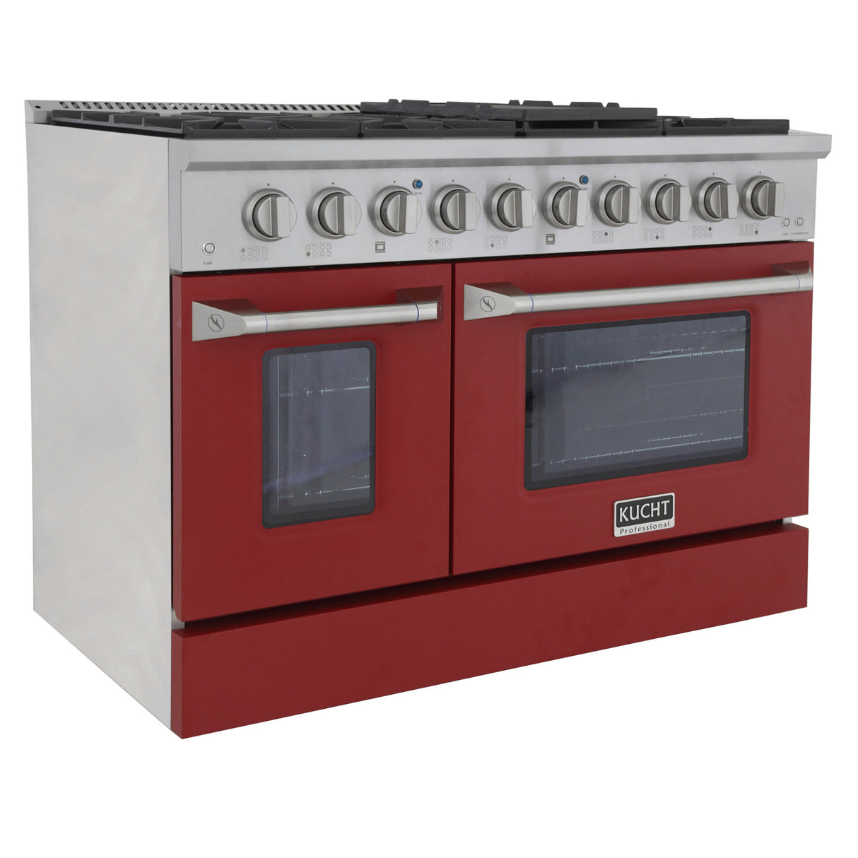 KUCHT Professional 48 in. 6.7 cu. ft. Propane Gas Range with Sealed Burners, Griddle/Grill and Two Ovens - One Convection - in Stainless Steel