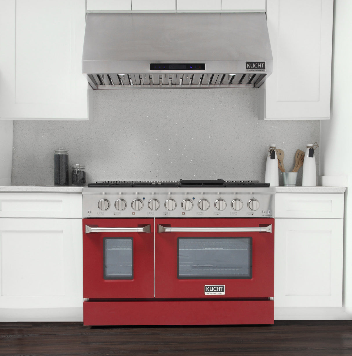 KUCHT Professional 48 in. 6.7 cu. ft. Propane Gas Range with Sealed Burners, Griddle/Grill and Two Ovens - One Convection - in Stainless Steel
