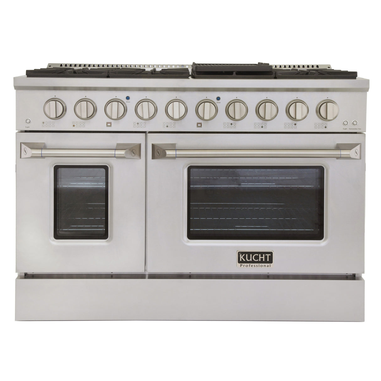 KUCHT Professional 48 in. 6.7 cu. ft. Propane Gas Range with Sealed Burners, Griddle/Grill and Two Ovens - One Convection - in Stainless Steel
