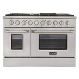 KUCHT Professional 48 in. 6.7 cu. ft. Dual Fuel Range for Natural Gas with Sealed Burners Griddle Grill and Two Ovens One Convection in Stainless Steel