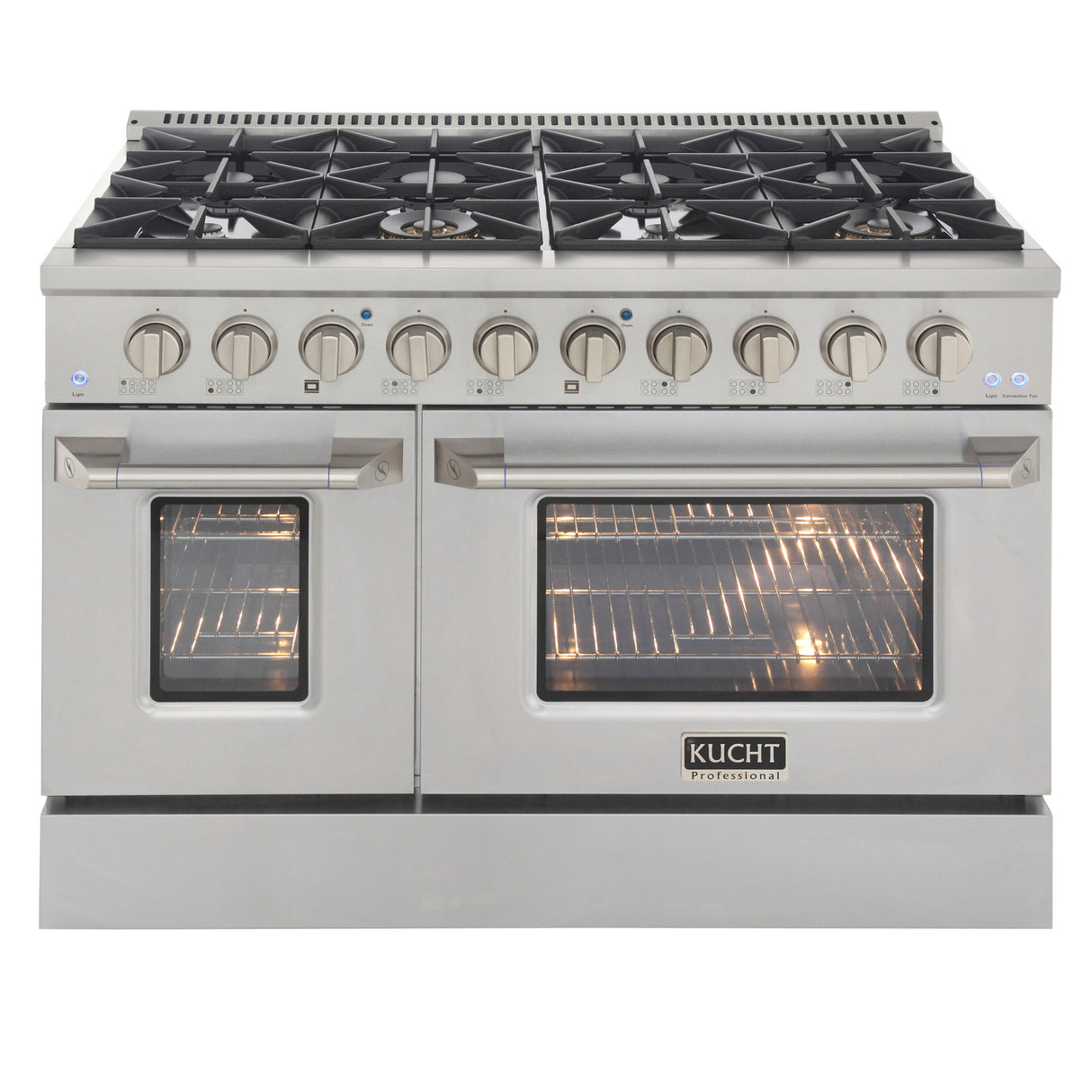 KUCHT Professional 48 in. 6.7 cu. ft. Natural Gas Range with Sealed Burners, Griddle/Grill and Two Ovens - One Convection - in Stainless Steel