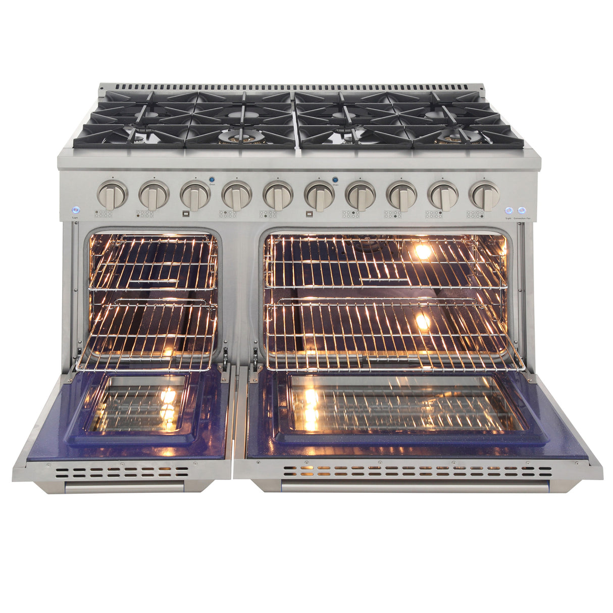 KUCHT Professional 48 in. 6.7 cu. ft. Natural Gas Range with Sealed Burners, Griddle/Grill and Two Ovens - One Convection - in Stainless Steel