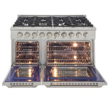 KUCHT Professional 48 in. 6.7 cu. ft. Dual Fuel Range for Propane Gas with Sealed Burners Griddle Grill and Two Ovens One Convection in Stainless Steel