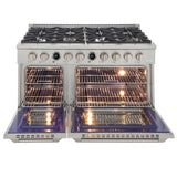 48 in. 6.7 cu. ft. 8 Burners Dual Fuel Range for Propane Gas in Stainless Steel with Kucht Horus Thermostat