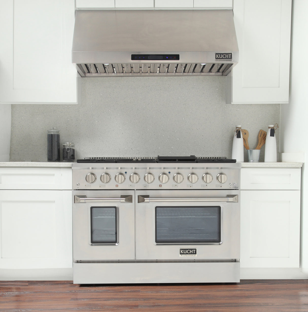 KUCHT Professional 48 in. 6.7 cu. ft. Propane Gas Range with Sealed Burners, Griddle/Grill and Two Ovens - One Convection - in Stainless Steel