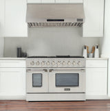 KUCHT Professional 48 in. 6.7 cu. ft. Propane Gas Range with Sealed Burners, Griddle/Grill and Two Ovens - One Convection - in Stainless Steel