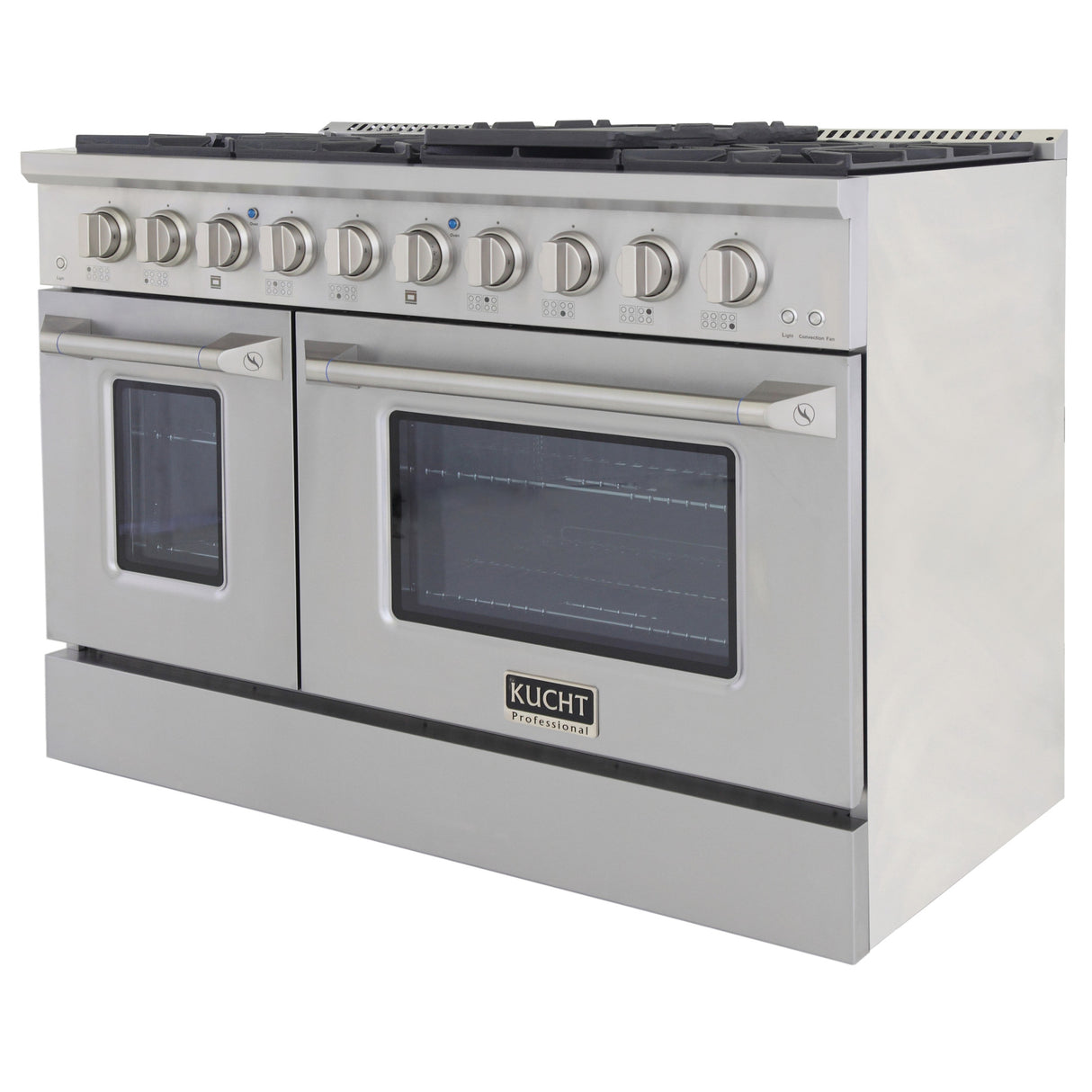 KUCHT Professional 48 in. 6.7 cu. ft. Propane Gas Range with Sealed Burners, Griddle/Grill and Two Ovens - One Convection - in Stainless Steel