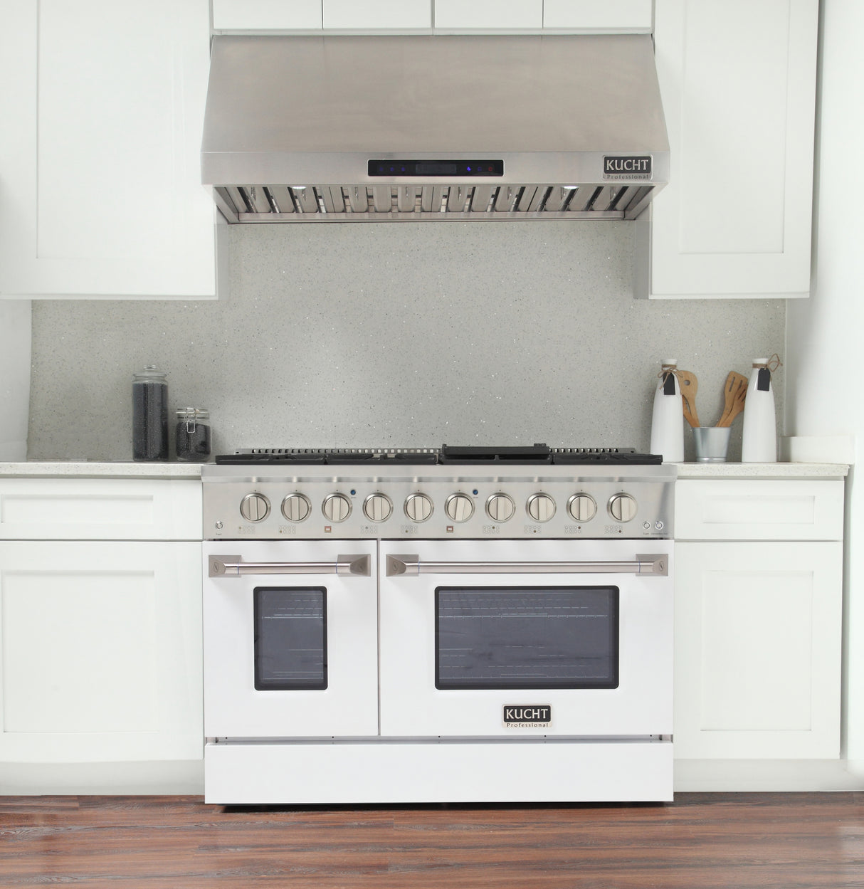 KUCHT Professional 48 in. 6.7 cu. ft. Natural Gas Range with Sealed Burners, Griddle/Grill and Two Ovens - One Convection - in Stainless Steel