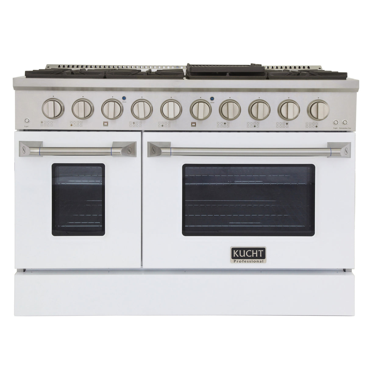 KUCHT Professional 48 in. 6.7 cu. ft. Natural Gas Range with Sealed Burners, Griddle/Grill and Two Ovens - One Convection - in Stainless Steel