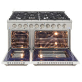 KUCHT Professional 48 in. 6.7 cu. ft. Propane Gas Range with Sealed Burners, Griddle/Grill and Two Ovens - One Convection - in Stainless Steel