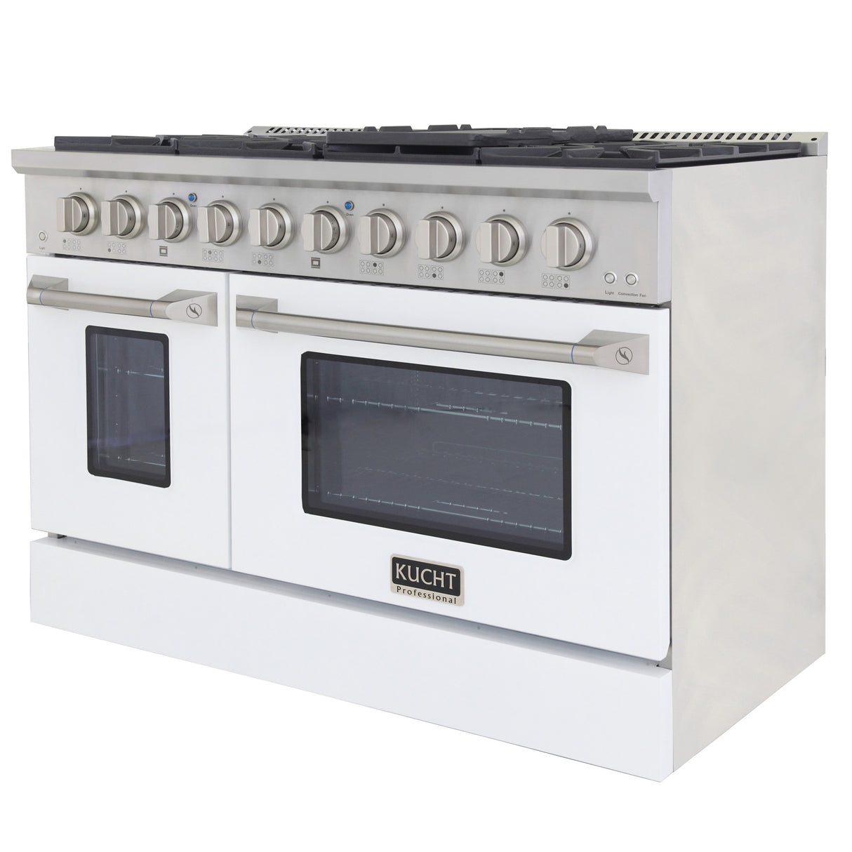 KUCHT Professional 48 in. 6.7 cu. ft. Propane Gas Range with Sealed Burners, Griddle/Grill and Two Ovens - One Convection - in Stainless Steel
