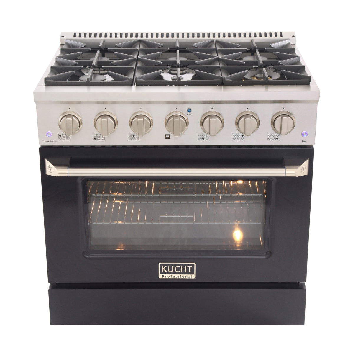 KUCHT Professional 36 in. 5.2 cu. ft. Propane Gas Range with Sealed Burners and Convection Oven in Stainless Steel