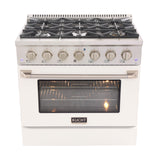 KUCHT Professional 36 in. 5.2 cu. ft. Dual Fuel Range for Propane Gas with Sealed Burners and Convection Oven in Stainless Steel