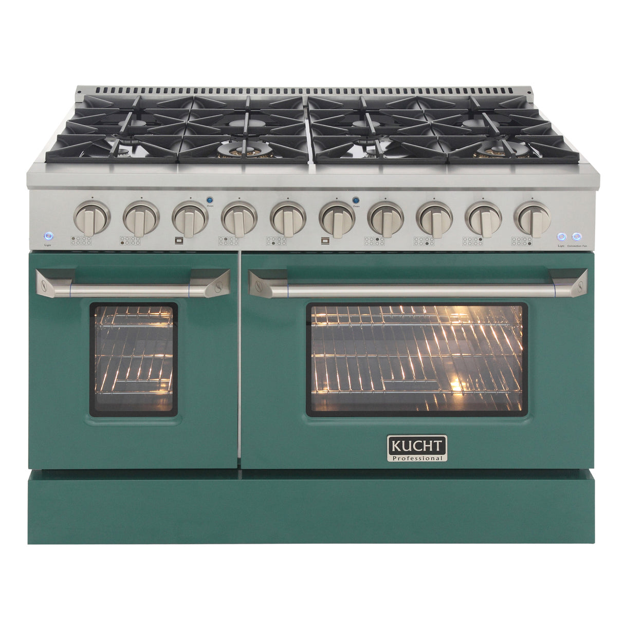 KUCHT Professional 48 in. 6.7 cu. ft. Propane Gas Range with Sealed Burners, Griddle/Grill and Two Ovens - One Convection - in Stainless Steel