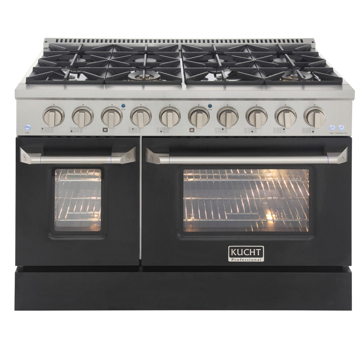 KUCHT Professional 48 in. 6.7 cu. ft. Natural Gas Range with Sealed Burners, Griddle/Grill and Two Ovens - One Convection - in Stainless Steel