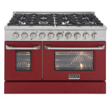 KUCHT Professional 48 in. 6.7 cu. ft. Natural Gas Range with Sealed Burners, Griddle/Grill and Two Ovens - One Convection - in Stainless Steel
